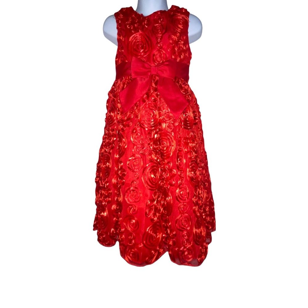 Rare Editions Red Swirl Sleeveless Christmas Holiday Party Pictures Dress 5